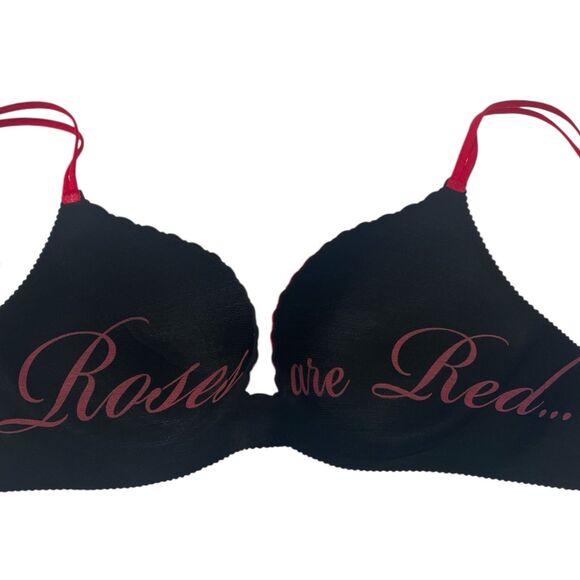 RARE Victoria’s Secret 34B Push-Up Bra Red Roses Script NWT Embroidered - Picture 3 of 8